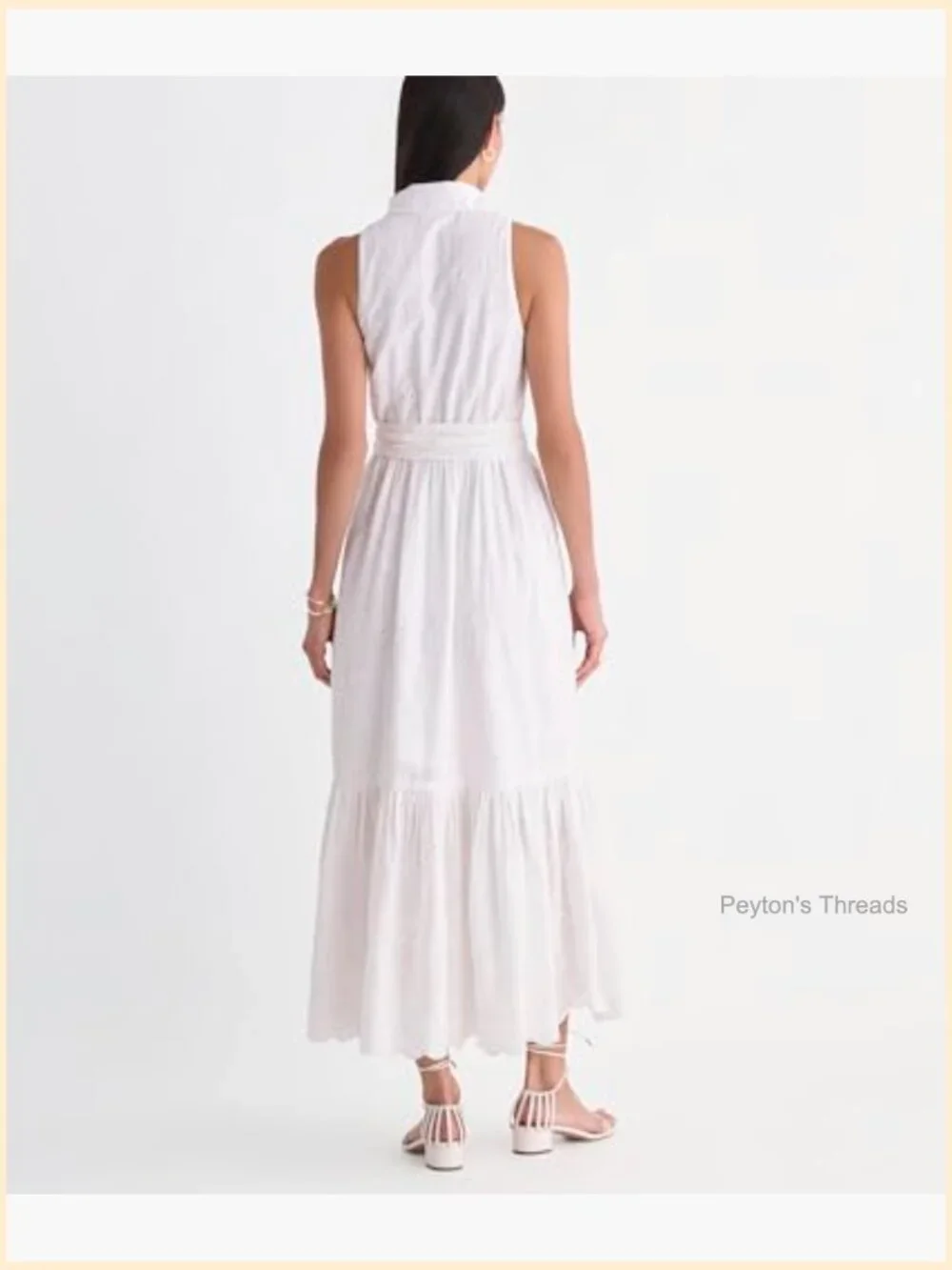 Maxi Eyelet Shirtdress with Scalloped Hem, Collared Neck, Fully Button Front - Picture 2 of 6